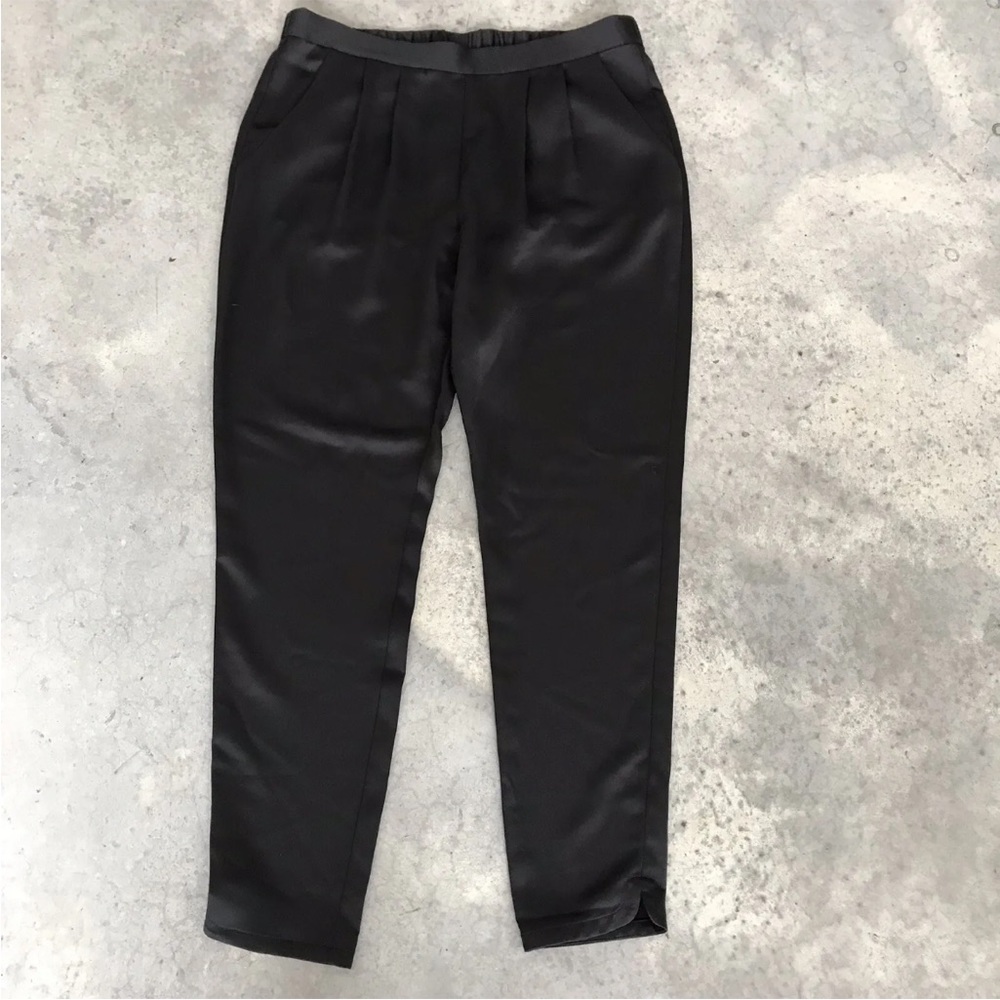 H by Halston Black Pleat Pleated Front Elastic Dress Pocketed Pants Size Medium